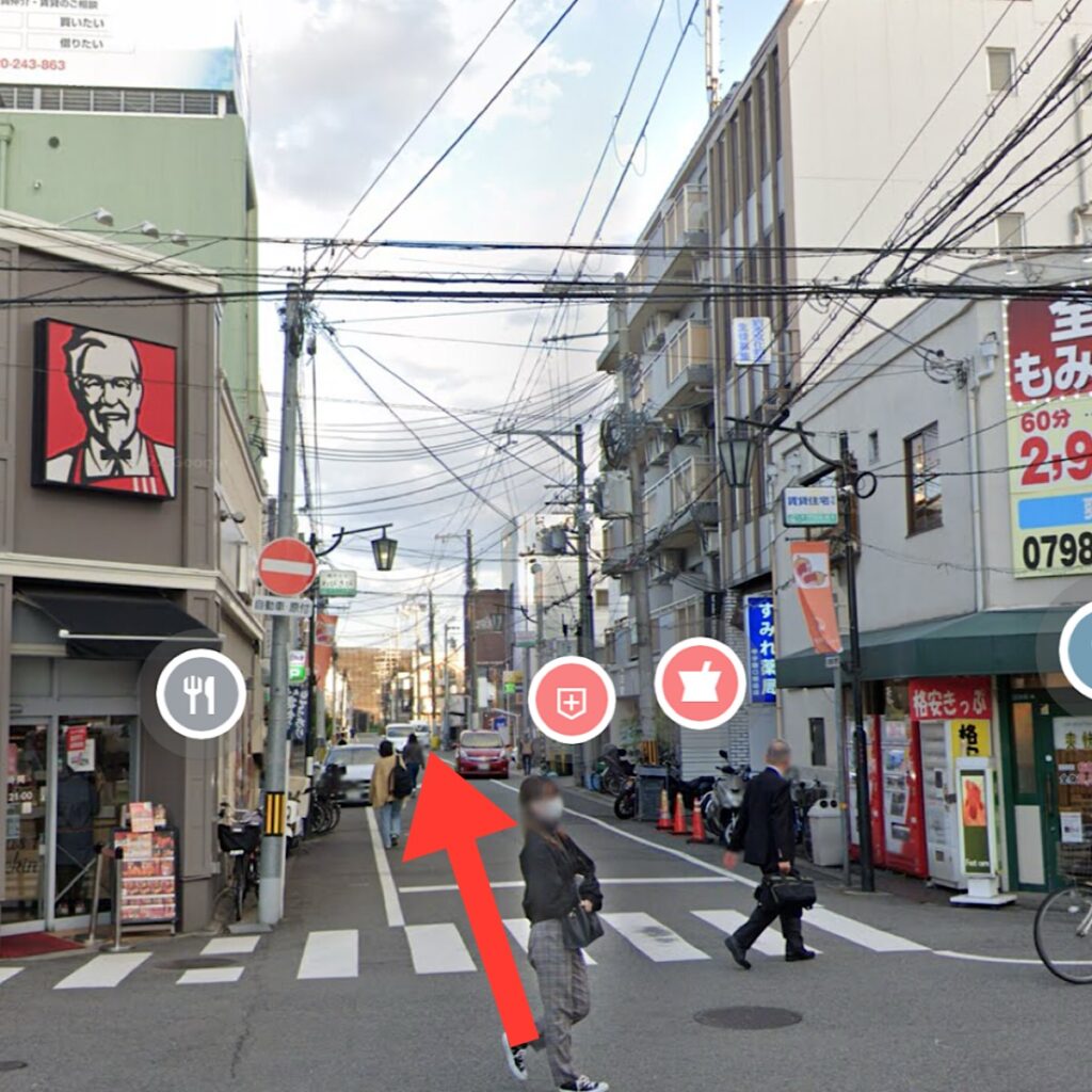 JR甲子園口駅南口のケンタッキーを左へ